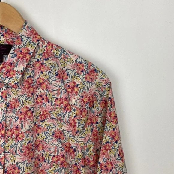 J.Crew x Liberty 6 Popover Shirt Swirling Petals Pink Red Blue Yellow - Picture 7 of 14
